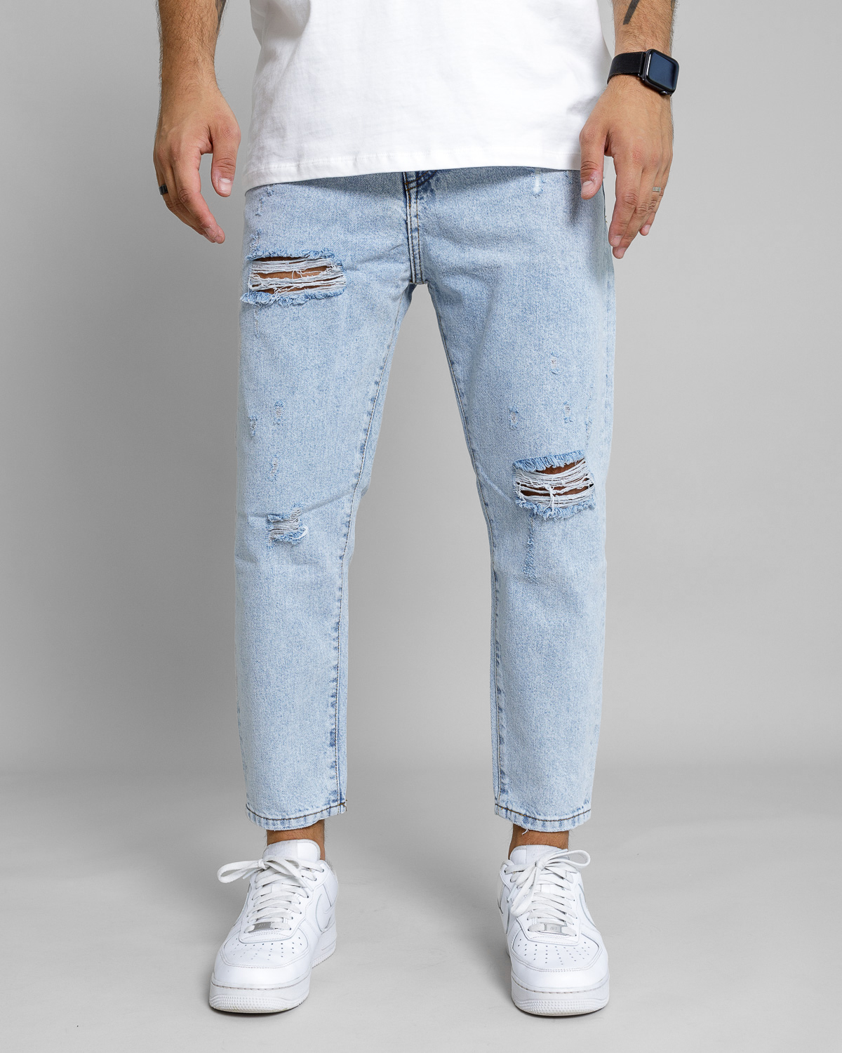 Modré roztrhané rifle PAINT Veľkosť: 32