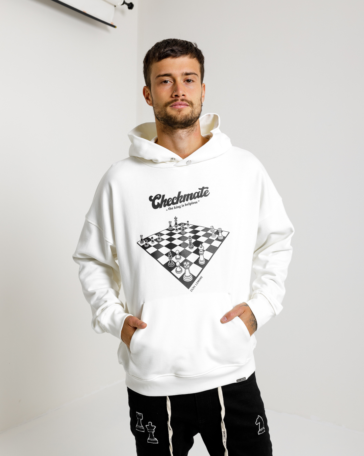 Don Lemme Unisex Mikina Checkmate - white Veľkosť: XL