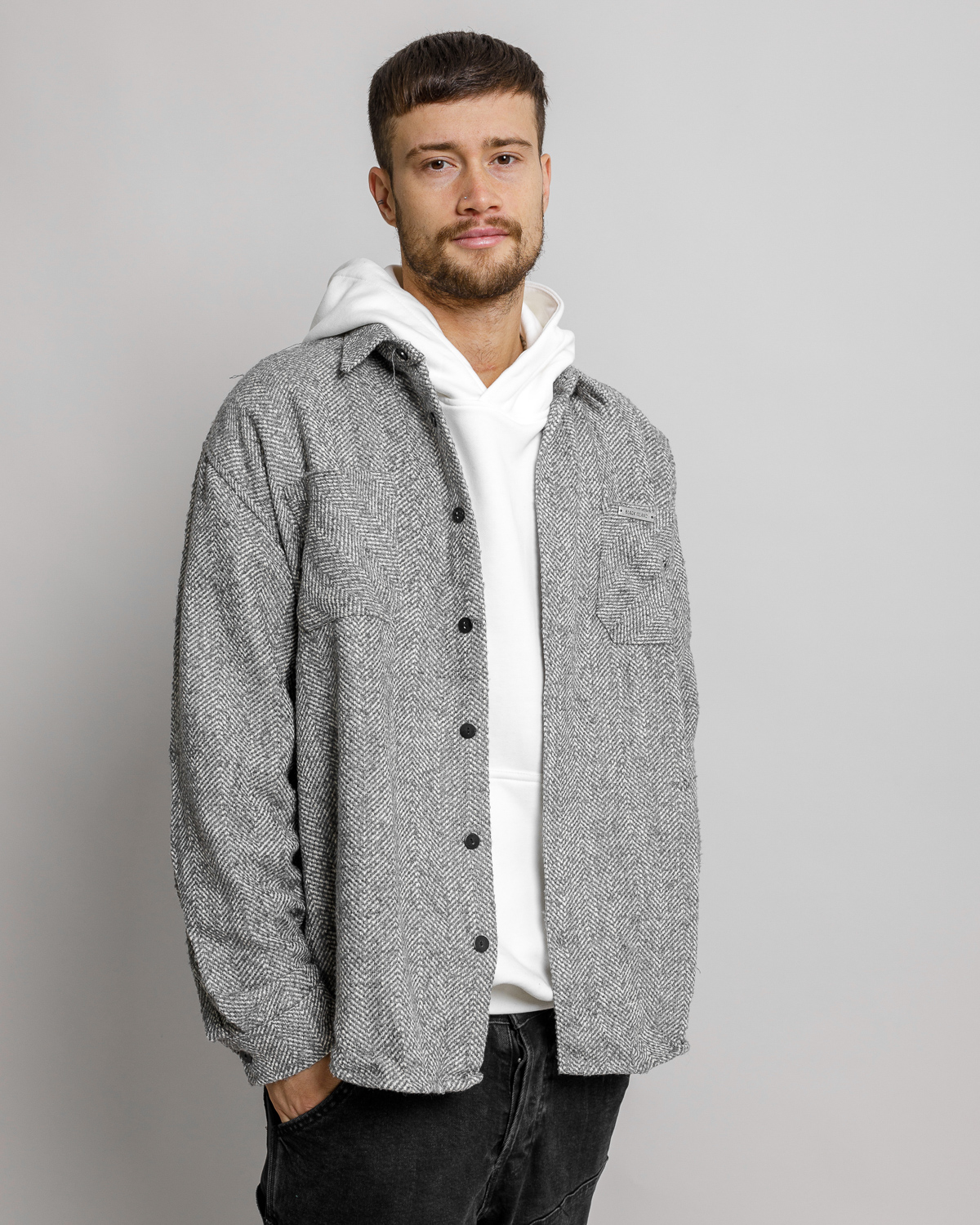 Sivá oversized košeľa VICTOR Veľkosť: L