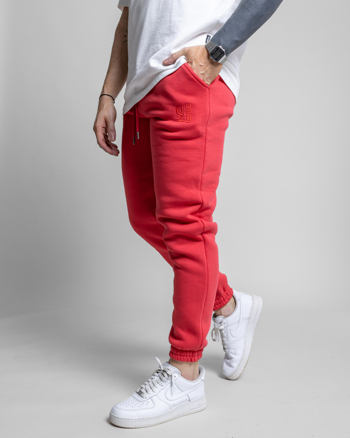 Červené slim fit tepláky THOUGH Veľkosť: S