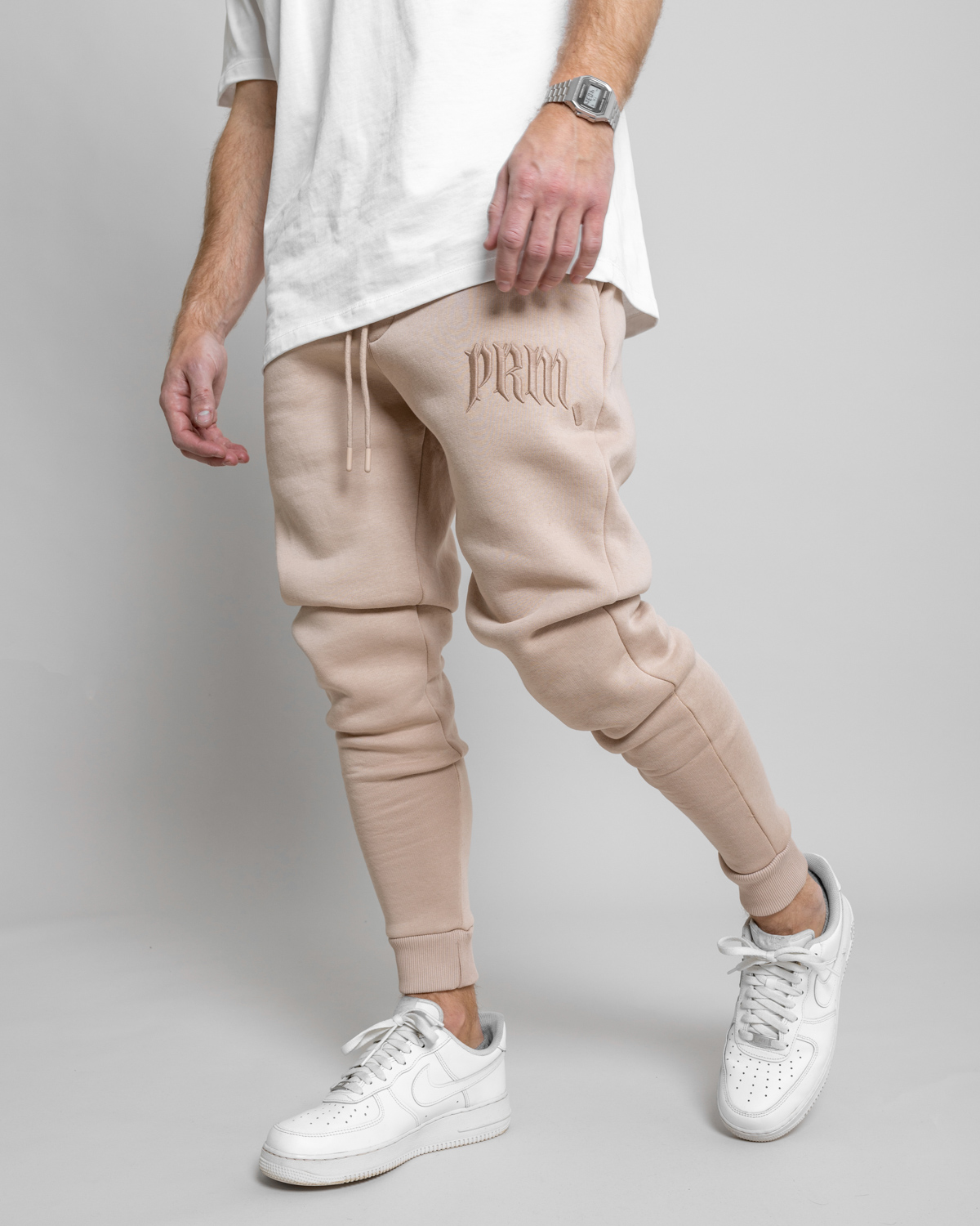 Béžové slim fit tepláky BALCONY Veľkosť: L