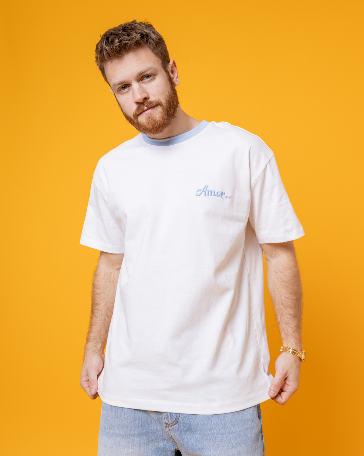 Biele oversized triko LAUDER Veľkosť: L