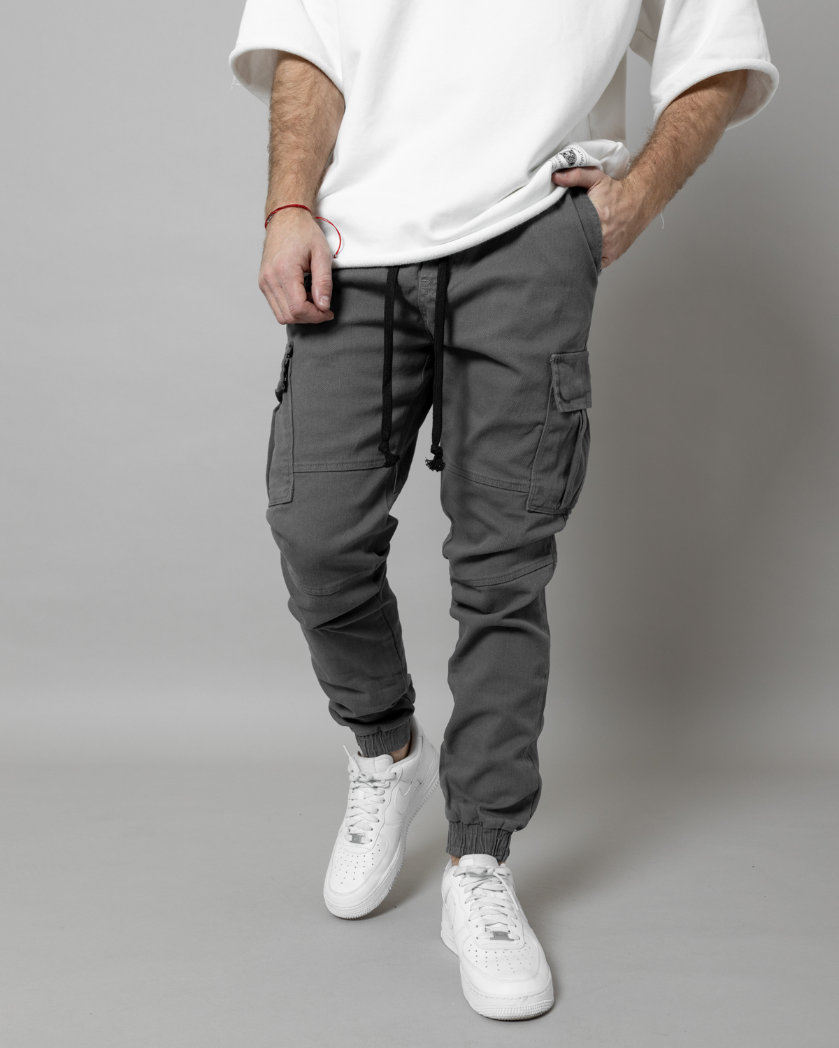 Sivé cargo nohavice STRIPED Veľkosť: 34