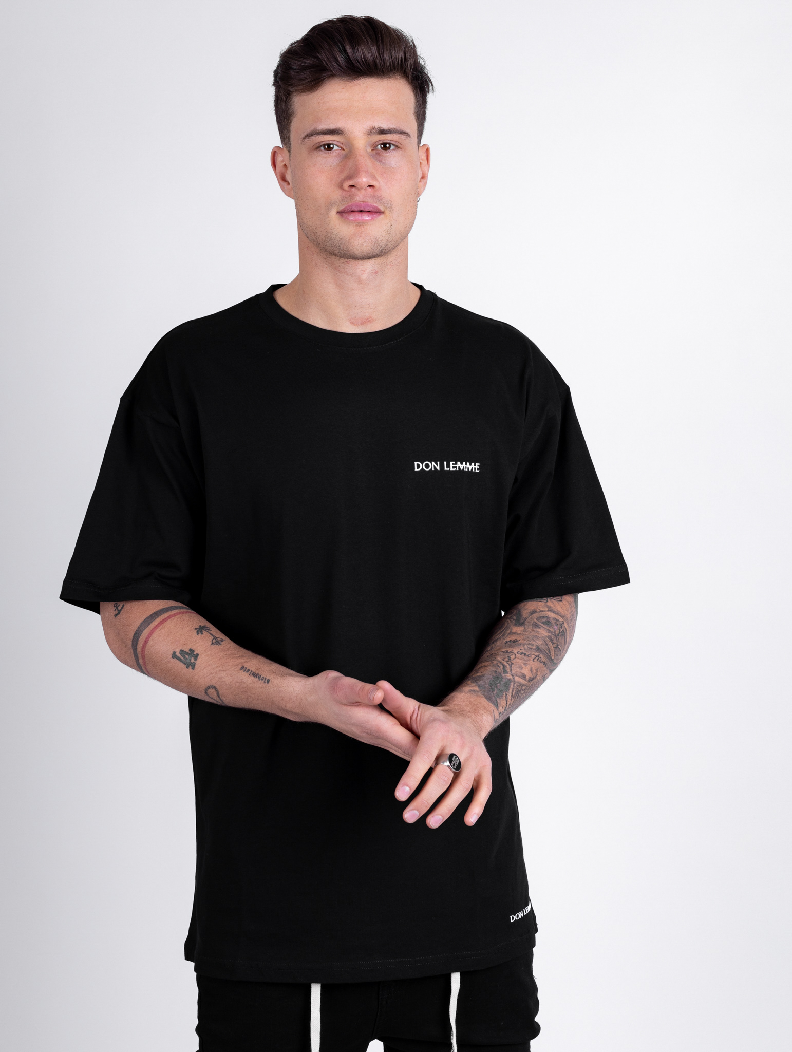 Don Lemme Oversized Tričko Heart - čierne Veľkosť: S