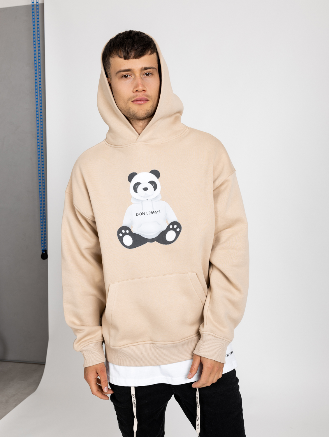 Don Lemme Oversized Mikina Panda - piesková Veľkosť: S