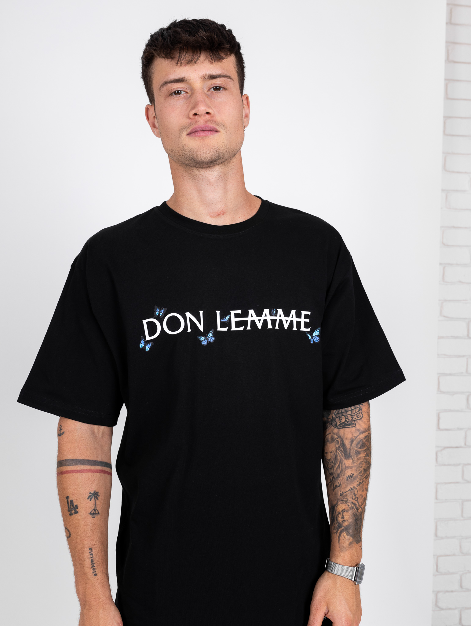 Don Lemme Oversized Tričko Butterfly - Čierne Veľkosť: S