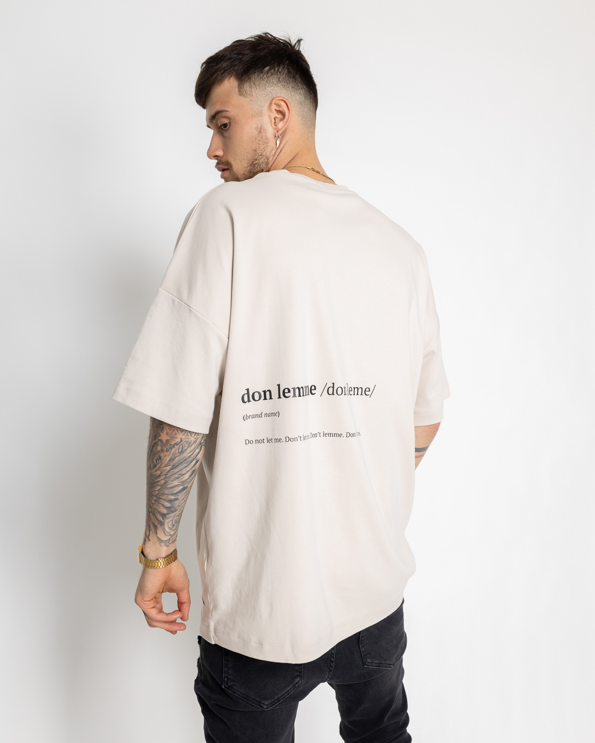 Don Lemme Unisex Tričko Name - světle béžové Veľkosť: M