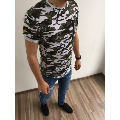 Stylovej.cz Triko Camo Zipper bílé Veľkosť: XL