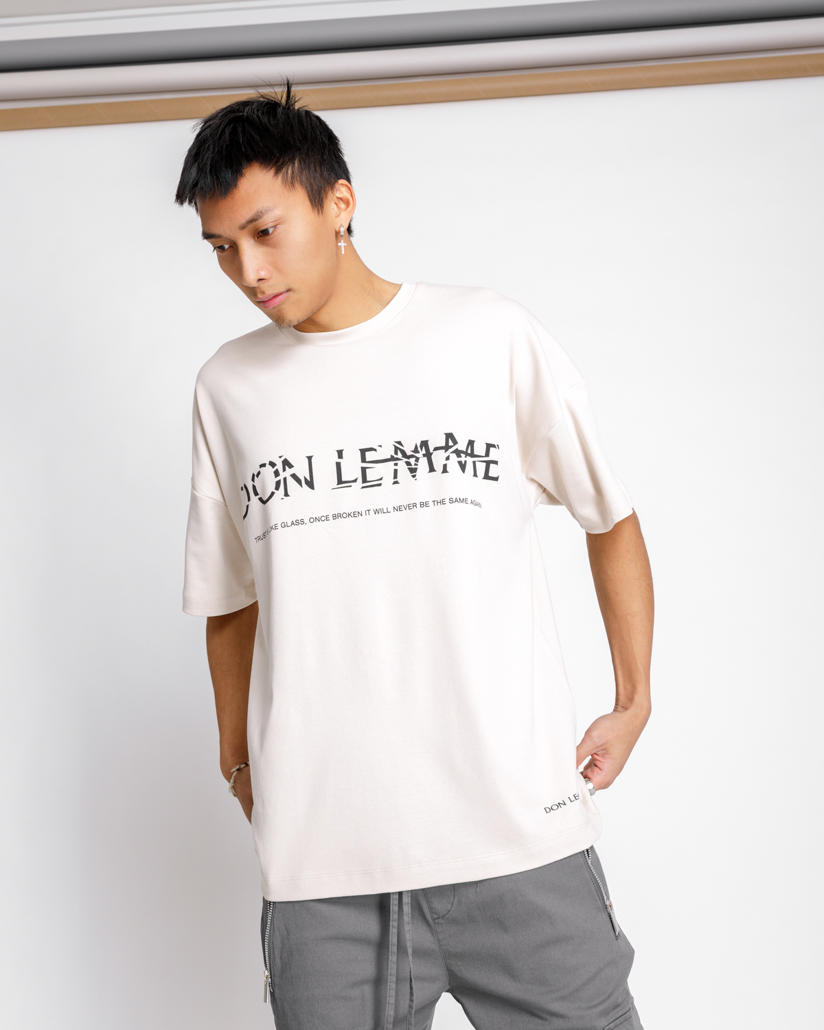 Don Lemme Oversized Triko Shards - light beige Veľkosť: L