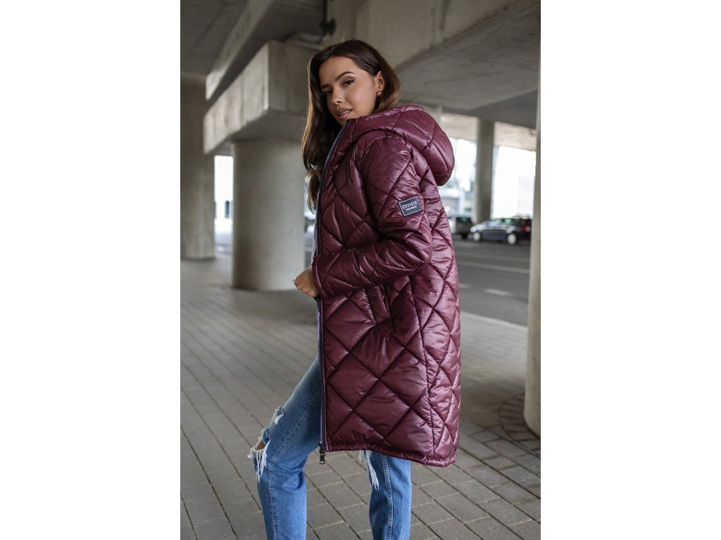 prošívaná parka bordo
