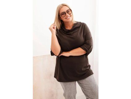 Plussize volná blůza hnědá