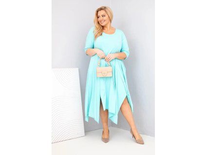 Plussize šaty s asymetrickým lemem mint