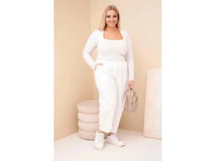 Plussize volné kalhoty bílé