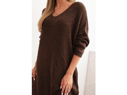 Plussize vlněné šaty hnědé