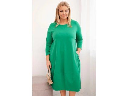 Plussize šaty s kapsami zelené