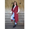 12366 1 damska flausova vesta dlouha bordo