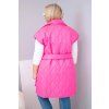 Plussize vesta s páskem neonově růžová