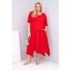 Plussize šaty s asymetrickým lemem červené