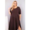Plussize šaty s asymetrickým lemem hnědé