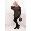plussize halenka s výstřihem do V hnědá