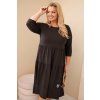 Plussize šaty s volánem hnědé