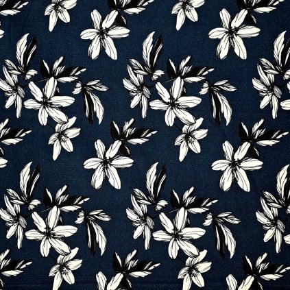 Softshell beránek - bílé květy na tmavé