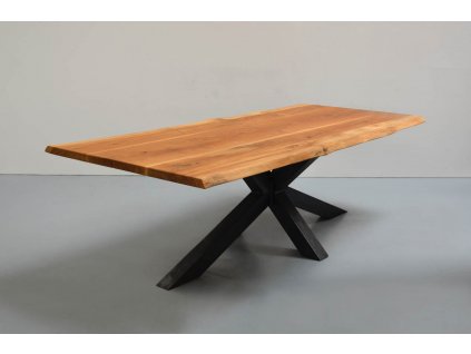 Stůl z masivního dřeva v kombinaci s křížovým rámem (DUB) (délka 300 cm, šířka 120 cm, výška 80 cm)