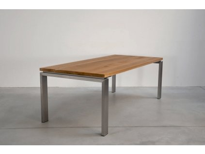 Jídelní stůl dub s rámem z nerezové oceli (délka 300 cm, šířka 120 cm, výška 80 cm)