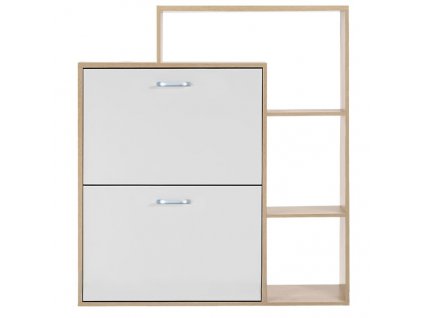 Botník výklopný s policí Stylo SD-3424 73,5 x 60 x 24 cm - bílý / dub sonoma