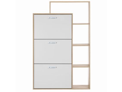 Botník výklopný s policí Stylo SD-3396 132 x 86,5 x 24,5 cm - bílý / dub sonoma