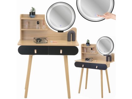 Toaletní stolek se zrcadlem LED Stylo SCANDI SD-3641 - barva dřeva/ černý