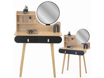 Toaletní stolek se zrcadlem Stylo SCANDI SD-3646 - barva dřeva/ černý