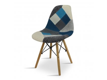 Jídelní čalouněná židle COMODO 2 - patchwork modrý
