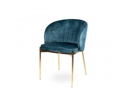 Jídelní čalouněná židle se zlatými nohami Stylo LUCAS - modrý