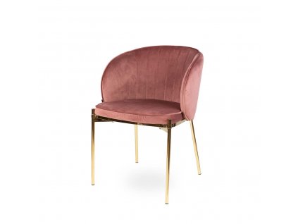 Jídelní čalouněná židle se zlatými nohami Stylo LUCAS - růžový