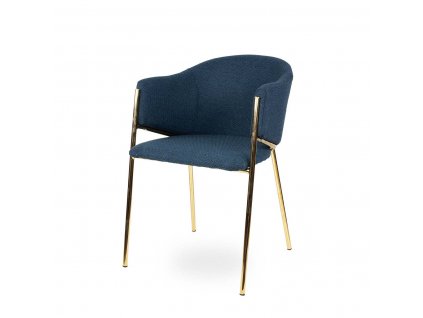 Jídelní čalouněná židle se zlatými nohami Stylo MAXIMUS - modrý