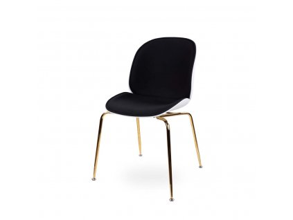 Jídelní čalouněná židle se zlatými nohami Stylo MILAN - černý