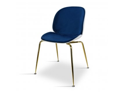 Jídelní čalouněná židle se zlatými nohami Stylo MILAN - modrý