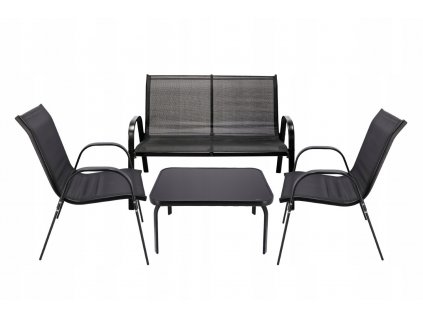 Set zahradního nábytku Stylo FIESTA3 (stůl, pohovka, 2 židle) - černá