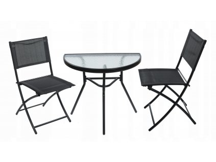 Set zahradního nábytku Stylo LYON - stůl, 2 židle - černý