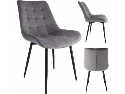 Sametová jídelní židle Stylo MISTY - šedá