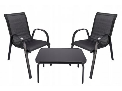 Set zahradního nábytku Stylo FIESTA2 (stůl, 2 židle) - černá