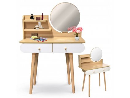 Toaletní stolek se zrcadlem Stylo SCANDI - barva dřeva / bílý