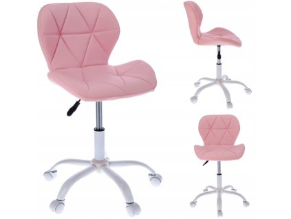 Otočná židle, eko kůže Stylo ENDO - růžová/bílý