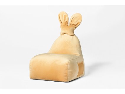Uszata pufa siedzisko z oparciem Funny Bunny VELVET Zolta [384] 1200