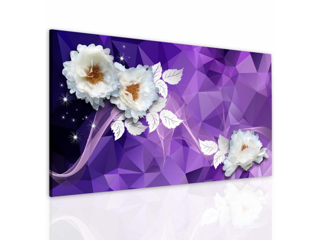 Obraz květ ve fialové abstrakci (Velikost 90x50 cm)