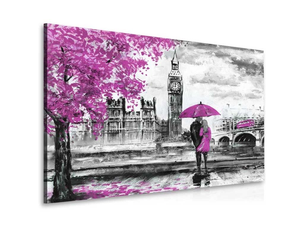 Obraz londýnská procházka fialová (Velikost (šířka x výška) 110x80 cm)