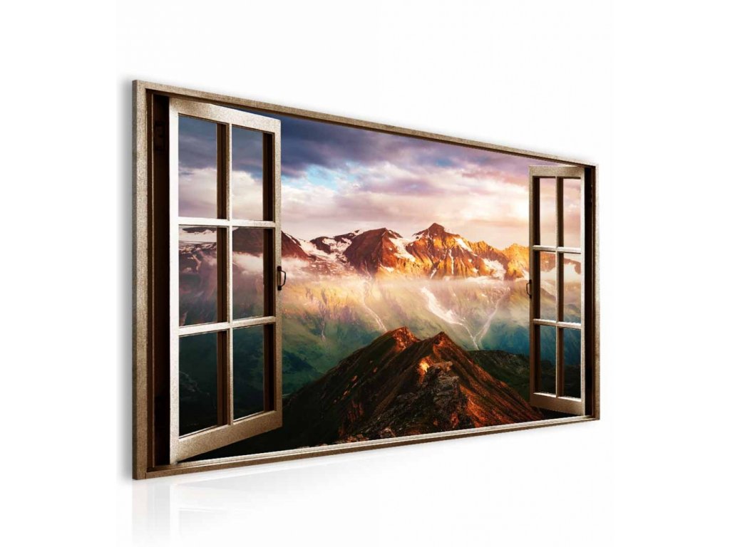 Obraz okno rakouské Alpy (Velikost (šířka x výška) 120x80 cm)