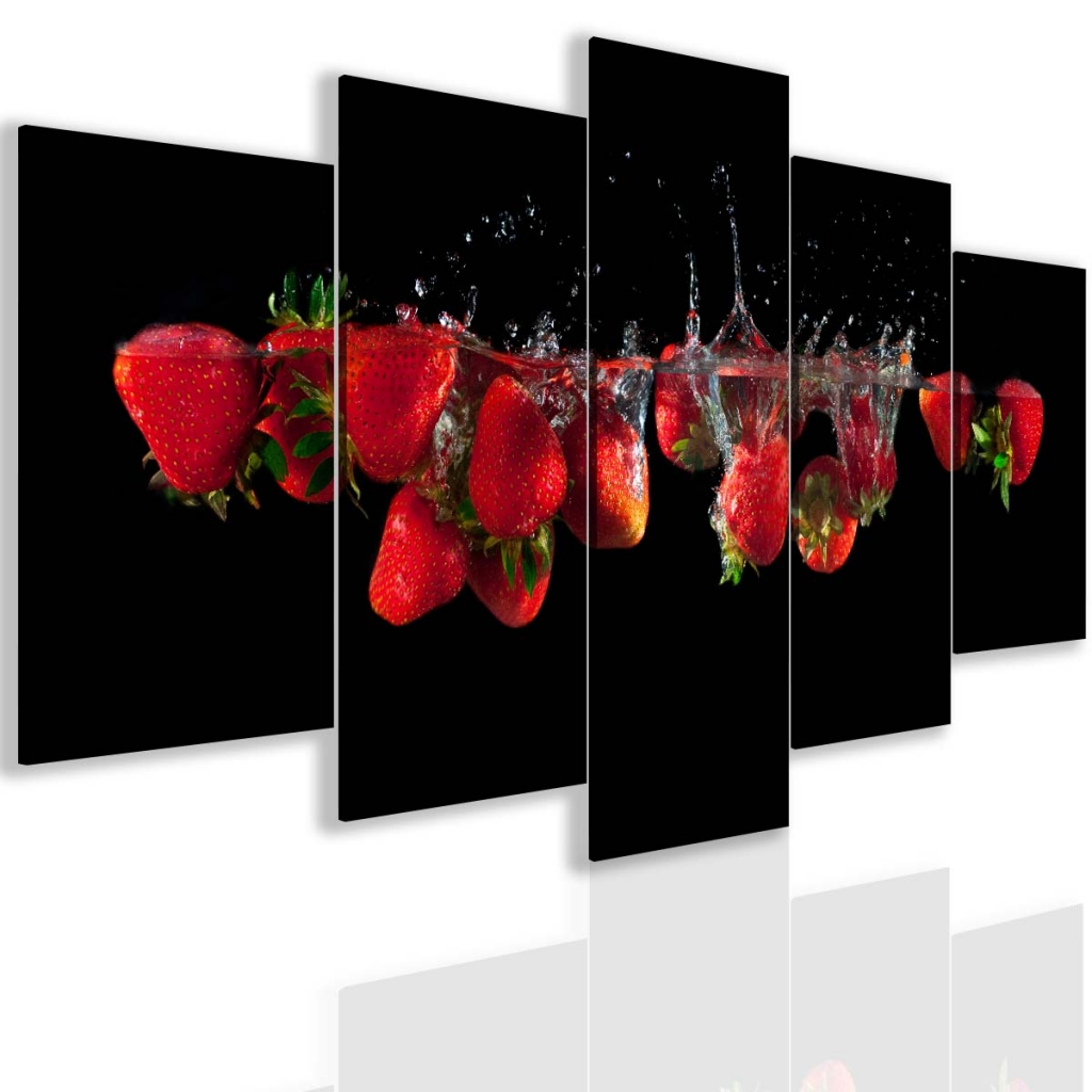 Pětidílný obraz červené jahody Velikost: 200x100 cm