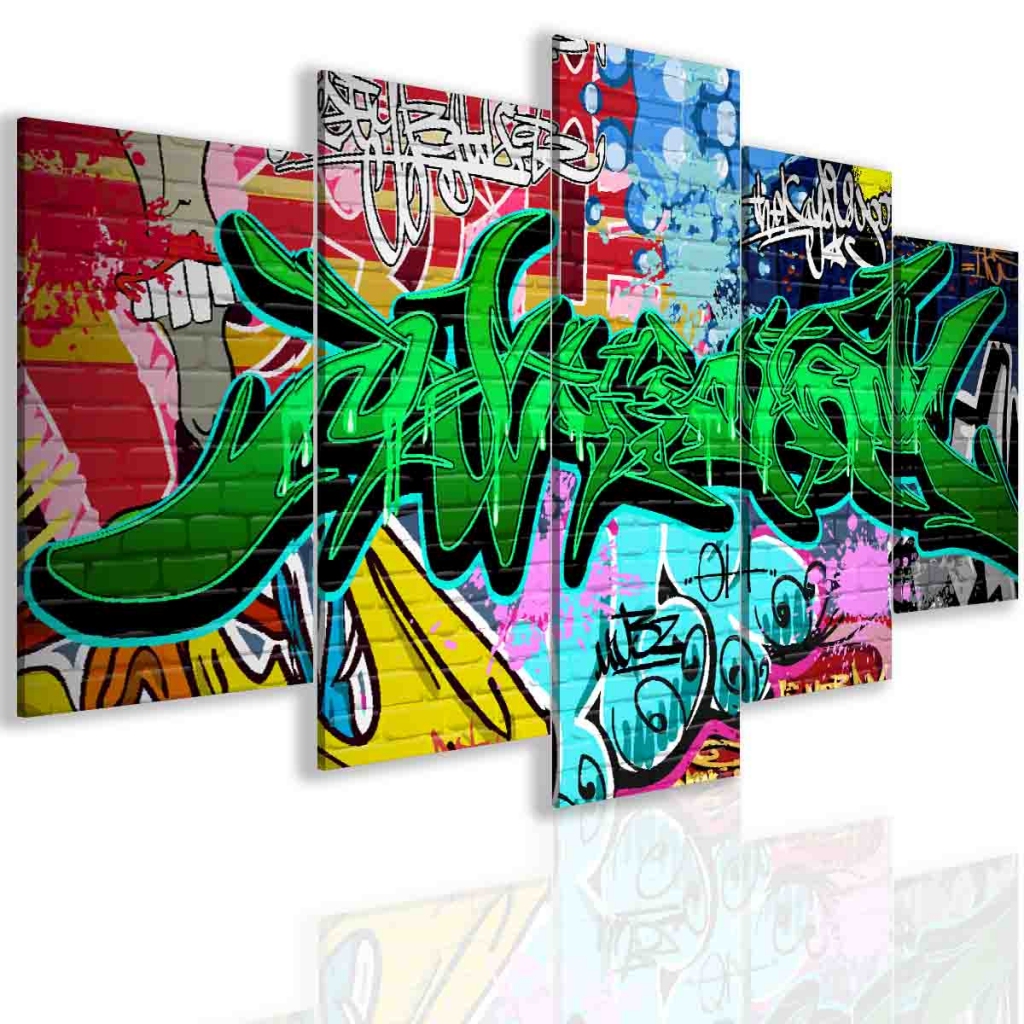 Pětidílný obraz graffiti greenery Velikost: 200x100 cm